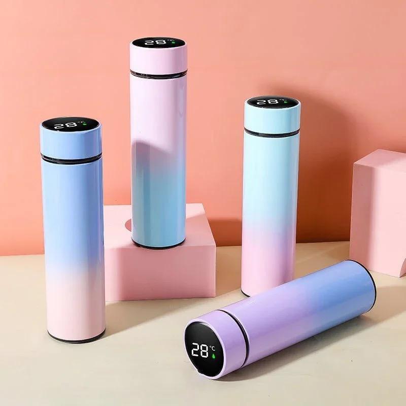 Thermos Gradient Water Bottle Temperature Display Vacuum Flasks 500ml