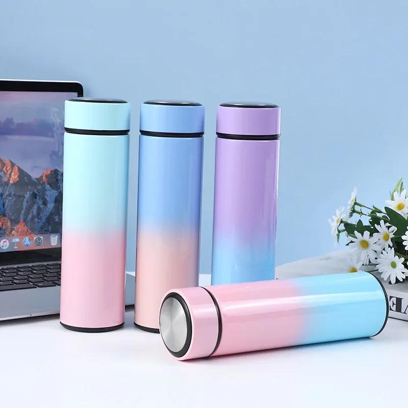 Thermos Gradient Water Bottle Temperature Display Vacuum Flasks 500ml